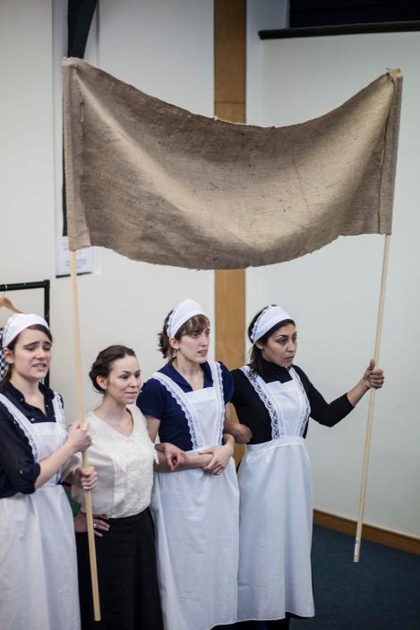 play waitresses and banner